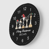 Modern Trendy Personalized Chess Pieces Christmas Grote Klok (Hoek)