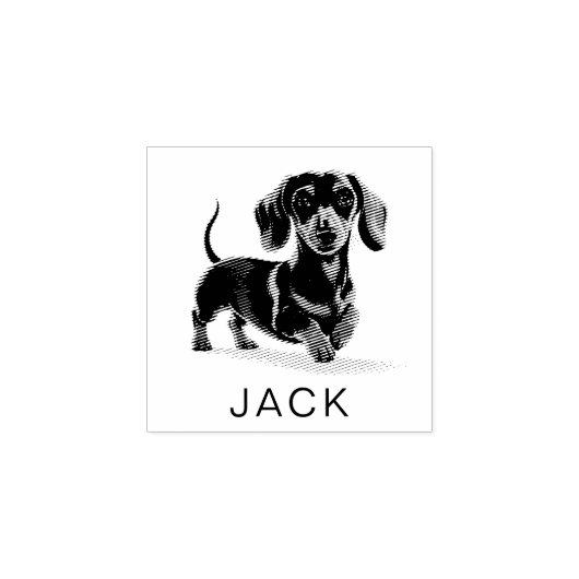 Modern Trendy Personalized Dachshund  Rubberstempel (Afrduk)