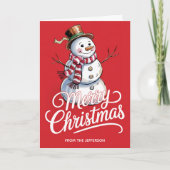 Modern Trendy Personalized Merry Christmas Snowman Feestdagen Kaart (Voorkant)