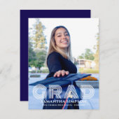 Modern Trendy Photo Afstuderen Aankondiging Kaart (Voorkant / Achterkant)