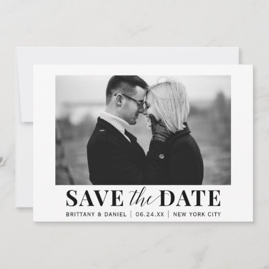 Modern Trendy Photo Black and White Save The Date (Voorkant)