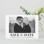 Modern Trendy Photo Black and White Save The Date (Staand voorkant)
