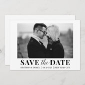 Modern Trendy Photo Black and White Save The Date (Voorkant / Achterkant)