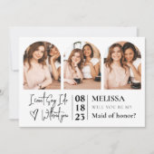 Modern Trendy Photo Collage Bridesmaid Voorstel Kaart (Voorkant)