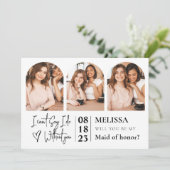 Modern Trendy Photo Collage Bridesmaid Voorstel Kaart (Staand voorkant)