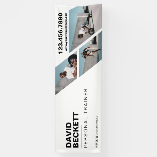 Modern Trendy Photo Collage Fitness Trainer Brand Spandoek (Verticaal)