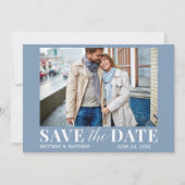 Modern Trendy Photo Dusty Blue Save The Date (Voorkant)