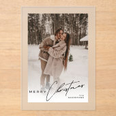 Modern Trendy Photo Elegant Script Christmas Card Acryl Uitnodigingen (Voorkant)