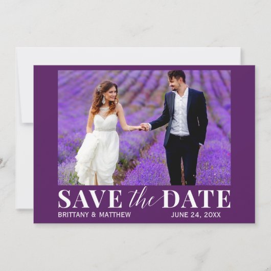 Modern Trendy Photo Paars Save The Date (Voorkant)