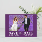Modern Trendy Photo Paars Save The Date (Staand voorkant)