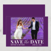 Modern Trendy Photo Paars Save The Date (Voorkant / Achterkant)
