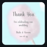 Modern Trendy Pink Cotton Snoep Wedding Favor Bag Vierkante Sticker<br><div class="desc">Want liefde is lief en je gast is ook zo blij om met je te vieren! Wat dacht je van een zoete roze katoenen snoep zoals dank je voor je gasten; je weet dat ze er van zullen houden! Voeg deze favoriete sticker toe aan een snoep voor katoen en kies...</div>