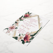 Modern Trendy Pink en Ivory Floral Wedding Folie Uitnodiging (Gedraaid)