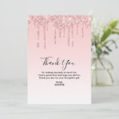 Modern Trendy Pink FAUX vloeibaar glitter Bedankkaart (Staand voorkant)