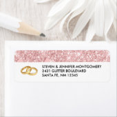 Modern Trendy Pink Glitter & Gold Wedding Ring Etiket (Insitu)