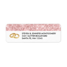 Modern Trendy Pink Glitter & Gold Wedding Ring