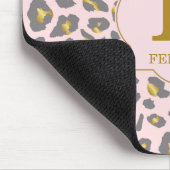 Modern Trendy Pink Gold Leopard Pattern Monogram Muismat (Hoek)