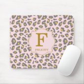 Modern Trendy Pink Gold Leopard Pattern Monogram Muismat (Met muis)