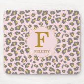 Modern Trendy Pink Gold Leopard Pattern Monogram Muismat (Voorkant)