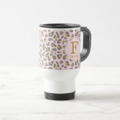 Modern Trendy Pink Gold Leopard Pattern Monogram Reisbeker (Voorkant rechts)
