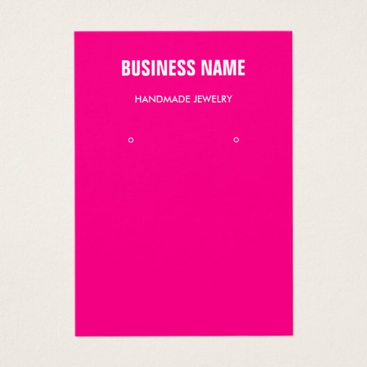 Modern trendy pink jewelry earring display card visitekaartje (Voorkant)