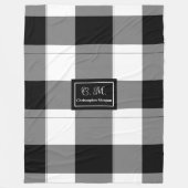 Modern Trendy Plaid in Black & White for Him Custo Fleece Deken (Voorkant)