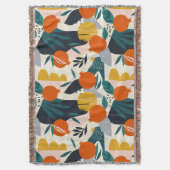 Modern Trendy Preppy Chic Apricot and Leaves Deken (Voorkant Verticaal)