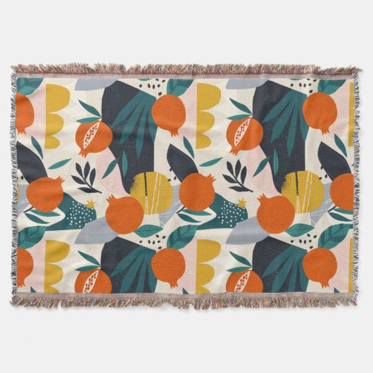 Modern Trendy Preppy Chic Apricot and Leaves Deken (Voorkant)