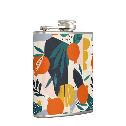 Modern Trendy Preppy Chic Apricot and Leaves Heupfles (Rechts)