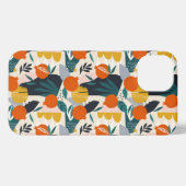 Modern Trendy Preppy Chic Apricot and Leaves iPhone Hoesje (Achterkant horizontaal)