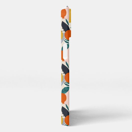 Modern Trendy Preppy Chic Apricot and Leaves iPhone Hoesje (Rechterkant)