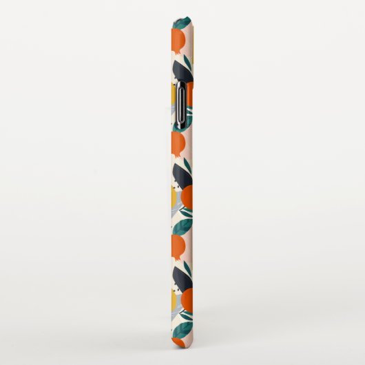 Modern Trendy Preppy Chic Apricot and Leaves iPhone Hoesje (Rechterkant)