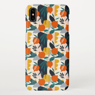 Modern Trendy Preppy Chic Apricot and Leaves iPhone XS Max Hoesje
