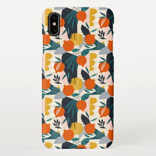 Modern Trendy Preppy Chic Apricot and Leaves iPhone Hoesje (Achterkant)