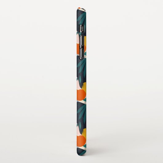 Modern Trendy Preppy Chic Apricot and Leaves iPhone Hoesje (Linkerkant)