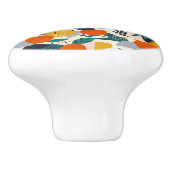 Modern Trendy Preppy Chic Apricot and Leaves Keramische Knop (Zijkant)