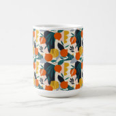 Modern Trendy Preppy Chic Apricot and Leaves Magische Mok (Midden)