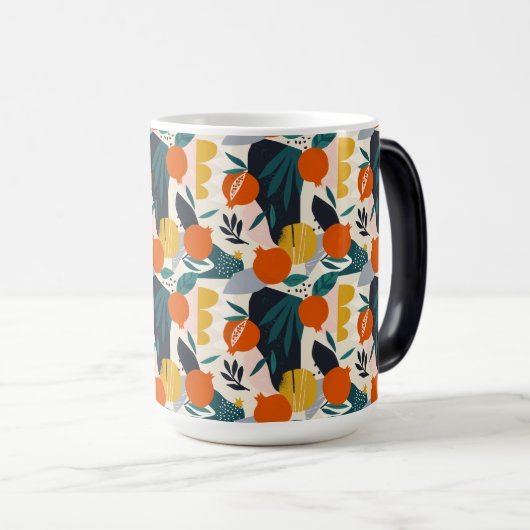 Modern Trendy Preppy Chic Apricot and Leaves Magische Mok (Voorkant rechts)