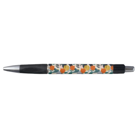 Modern Trendy Preppy Chic Apricot and Leaves Pen (Voorkant)