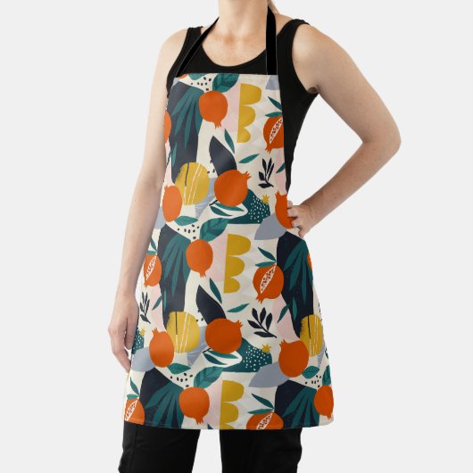 Modern Trendy Preppy Chic Apricot and Leaves Schort (Insitu)