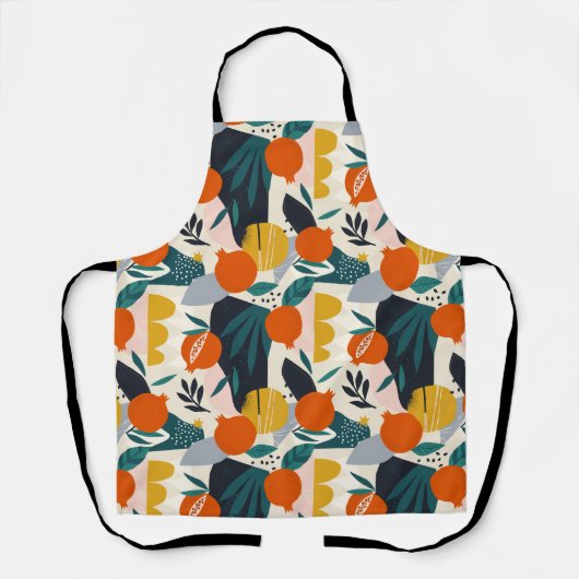 Modern Trendy Preppy Chic Apricot and Leaves Schort (Voorkant)
