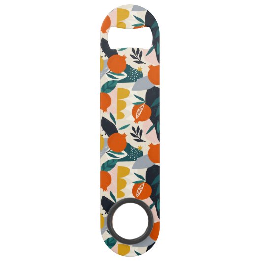 Modern Trendy Preppy Chic Apricot and Leaves Speed Flessenopener (Voorkant)