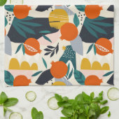 Modern Trendy Preppy Chic Apricot and Leaves Theedoek (Gevouwen)