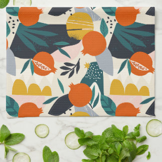 Modern Trendy Preppy Chic Apricot and Leaves Theedoek