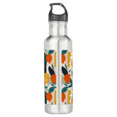 Modern Trendy Preppy Chic Apricot and Leaves Waterfles (Achterkant)