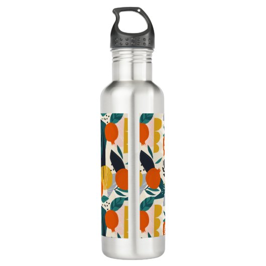 Modern Trendy Preppy Chic Apricot and Leaves Waterfles (Achterkant)