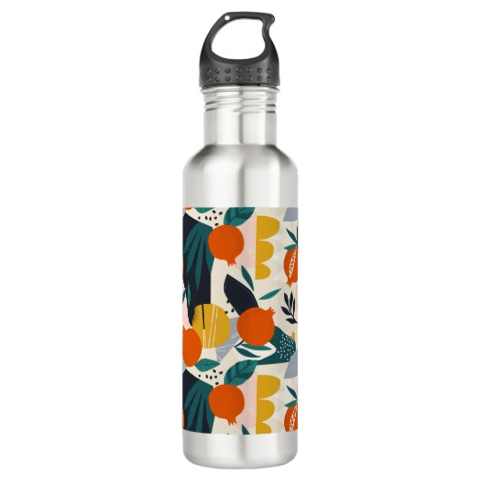 Modern Trendy Preppy Chic Apricot and Leaves Waterfles (Voorkant)