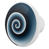 Modern Trendy Prussian Blue Spiral Pattern Keramische Knop (Rechts)