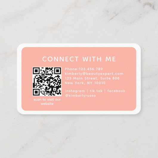 Modern, Trendy, QR Code, Salon Visitekaartje (Achterkant)