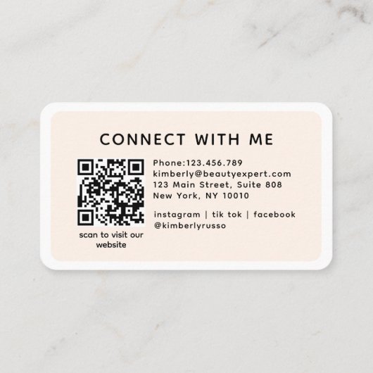 Modern, Trendy, QR Code, Salon Visitekaartje (Achterkant)